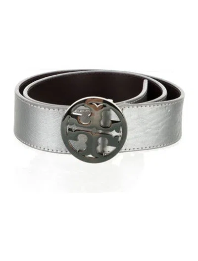 Pre-owned Tory Burch Leather Belt In Metallic/silver