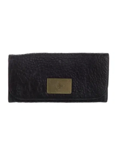 Pre-owned Tory Burch Leather Bifold Wallet In Black