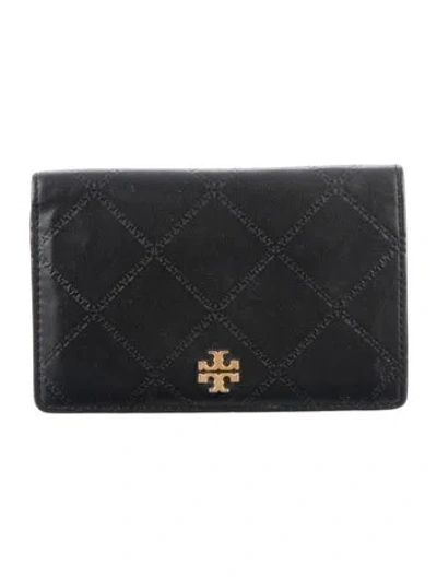 Pre-owned Tory Burch Leather Bifold Wallet In Black