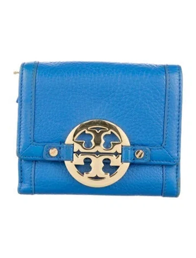 Pre-owned Tory Burch Leather Bifold Wallet In Blue
