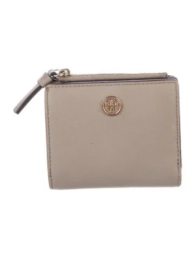 Pre-owned Tory Burch Leather Bifold Wallet In Grey