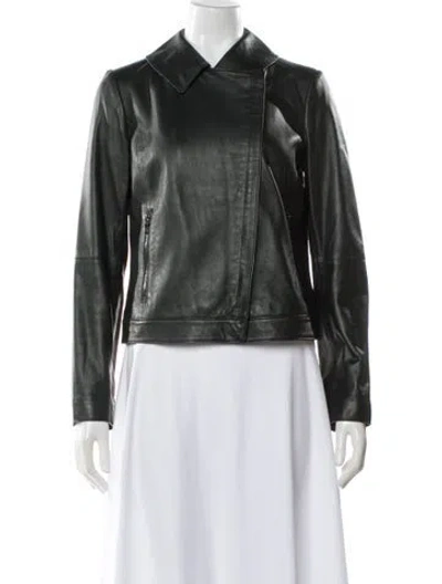 Pre-owned Tory Burch Leather Biker Jacket In Black