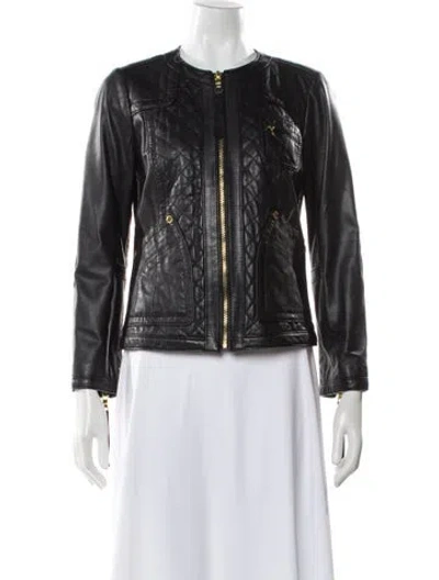 Pre-owned Tory Burch Leather Biker Jacket In Black