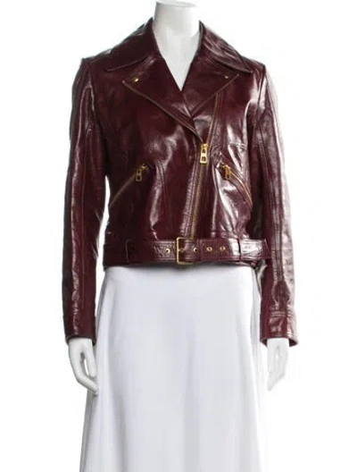 Pre-owned Tory Burch Leather Biker Jacket In Red