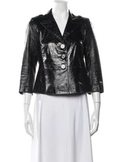 Pre-owned Tory Burch Leather Blazer In Black