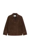 Tory Burch Goat Leather Button-front Jacket With Classic Collar In Brown