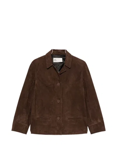 Tory Burch Leather Blazer Jacket In Brown