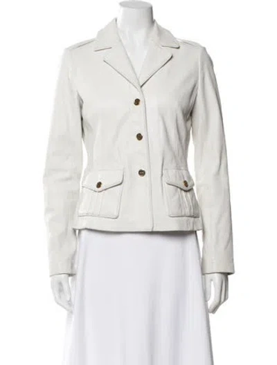 Pre-owned Tory Burch Leather Blazer In White