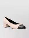 Tory Burch Leather Block Heel Pumps With Bow Detail