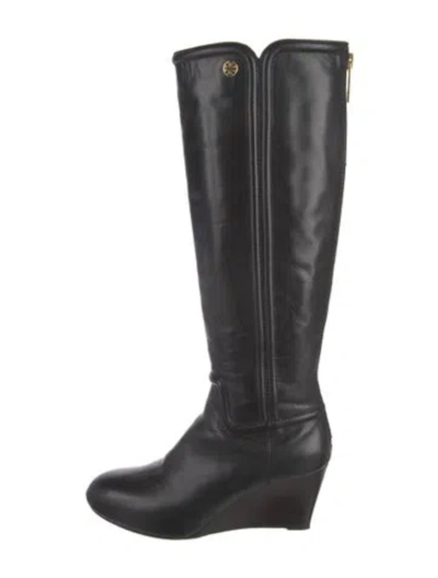 Pre-owned Tory Burch Leather Boots In Black
