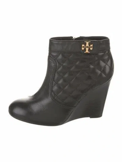 Pre-owned Tory Burch Leather Boots In Black