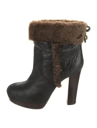 Pre-owned Tory Burch Leather Boots In Black