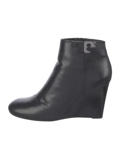 Pre-owned Tory Burch Leather Boots In Black