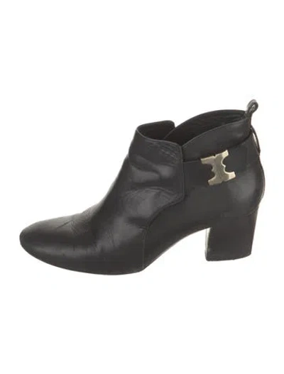 Pre-owned Tory Burch Leather Boots In Black