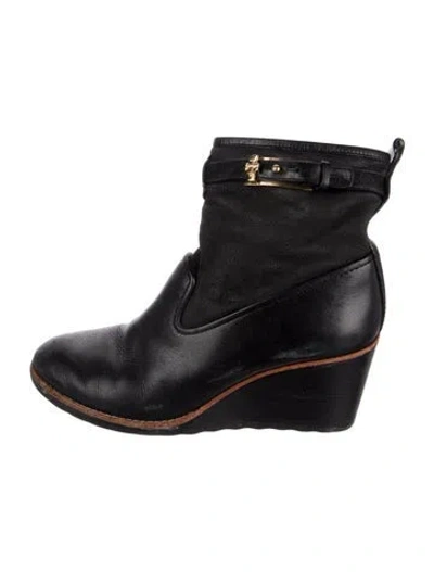 Pre-owned Tory Burch Leather Boots In Black