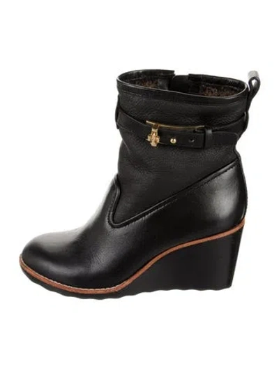 Pre-owned Tory Burch Leather Boots In Black