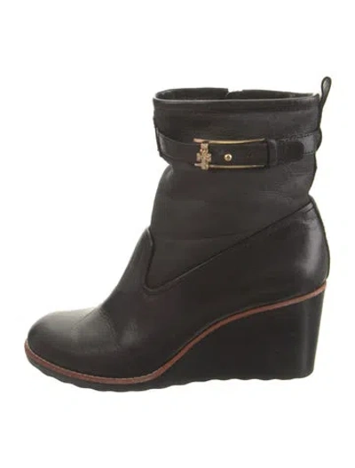 Pre-owned Tory Burch Leather Boots In Black