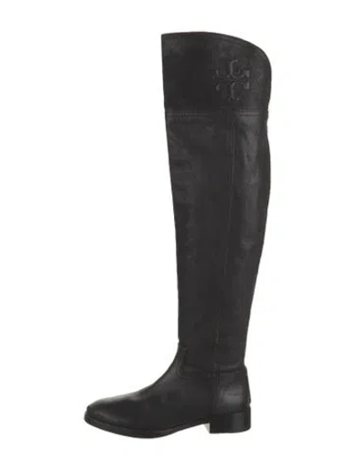 Pre-owned Tory Burch Leather Boots In Black