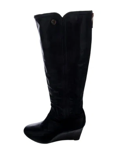 Pre-owned Tory Burch Leather Boots In Black