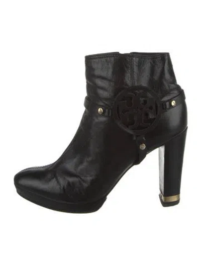 Pre-owned Tory Burch Leather Boots In Black
