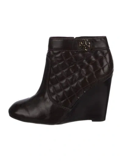 Pre-owned Tory Burch Leather Boots In Black