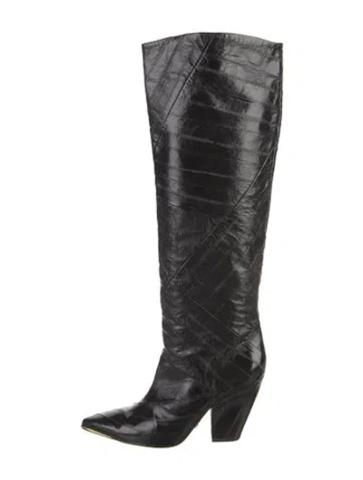 Pre-owned Tory Burch Leather Boots In Black