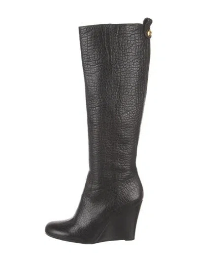 Pre-owned Tory Burch Leather Boots In Black