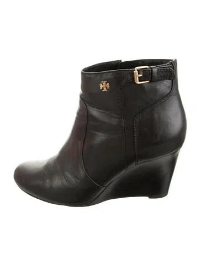 Pre-owned Tory Burch Leather Boots In Black