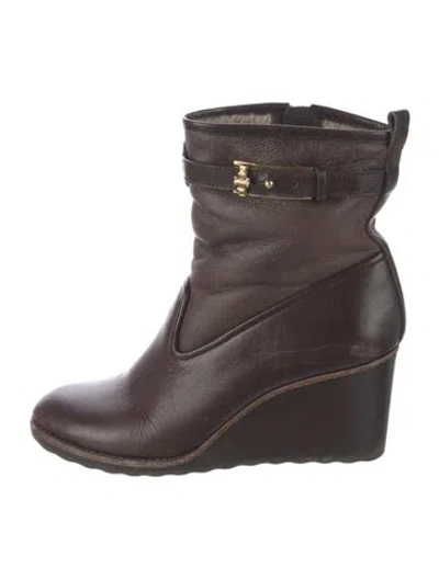 Pre-owned Tory Burch Leather Boots In Brown