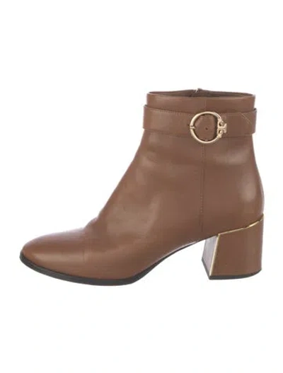 Pre-owned Tory Burch Leather Boots In Brown