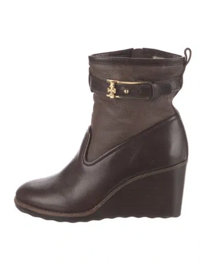 Pre-owned Tory Burch Leather Boots In Brown