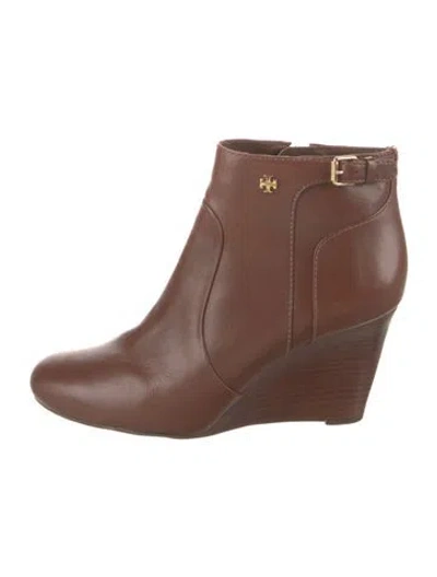 Pre-owned Tory Burch Leather Boots In Brown