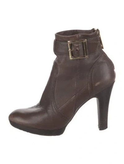 Pre-owned Tory Burch Leather Boots In Brown