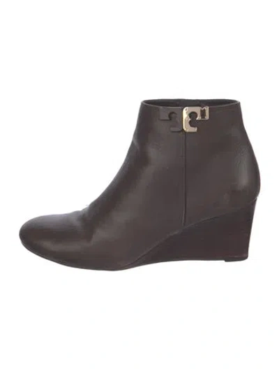 Pre-owned Tory Burch Leather Boots In Brown