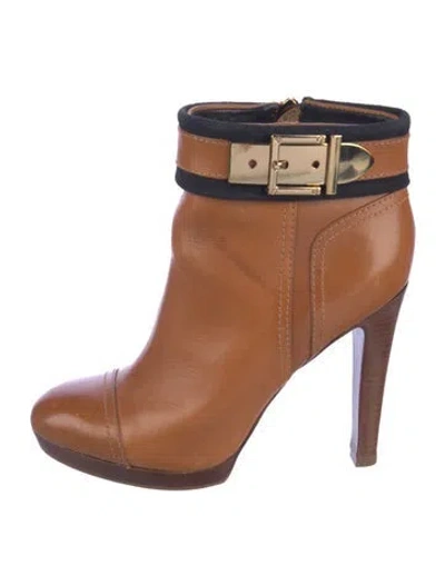 Pre-owned Tory Burch Leather Boots In Brown
