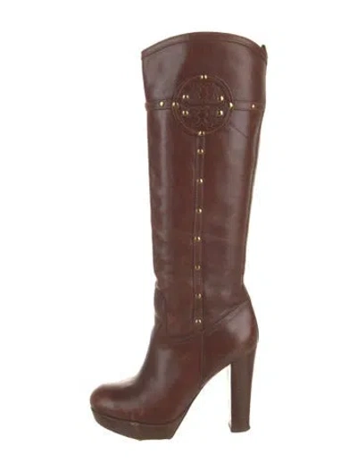Pre-owned Tory Burch Leather Boots In Brown