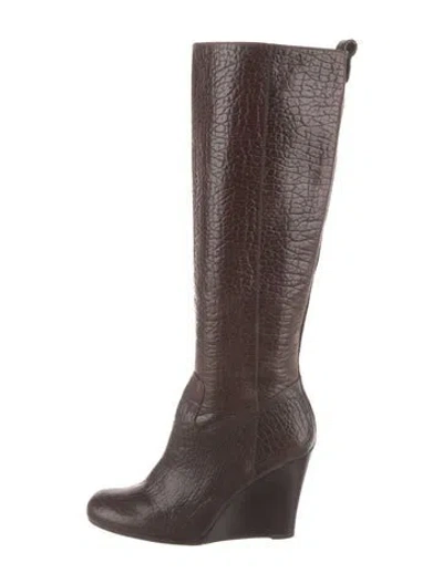 Pre-owned Tory Burch Leather Boots In Brown