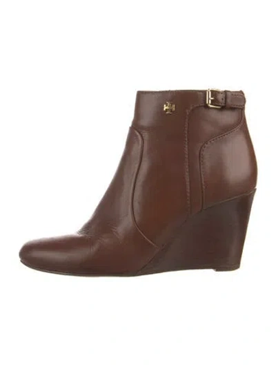 Pre-owned Tory Burch Leather Boots In Brown