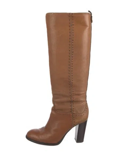 Pre-owned Tory Burch Leather Boots In Brown