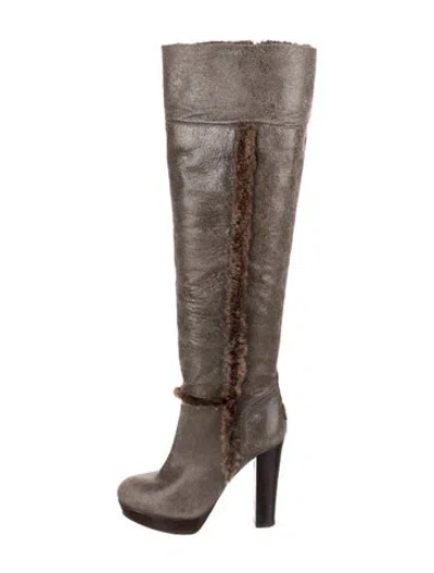 Pre-owned Tory Burch Leather Boots In Brown