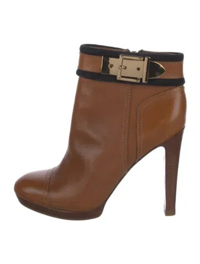 Pre-owned Tory Burch Leather Boots In Brown