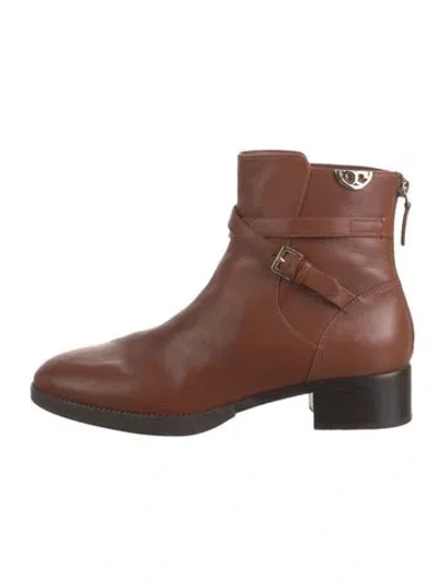 Pre-owned Tory Burch Leather Boots In Brown