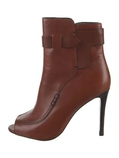 Pre-owned Tory Burch Leather Boots In Brown/neutrals/orange
