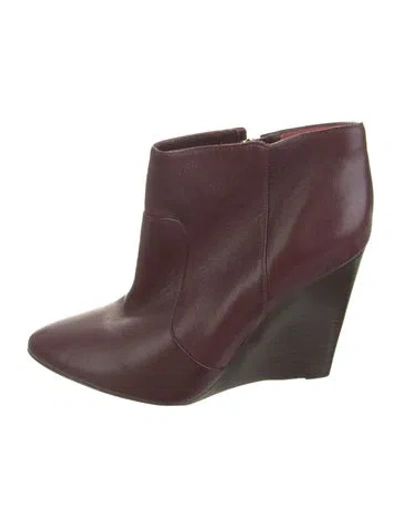 Pre-owned Tory Burch Leather Boots In Burgundy