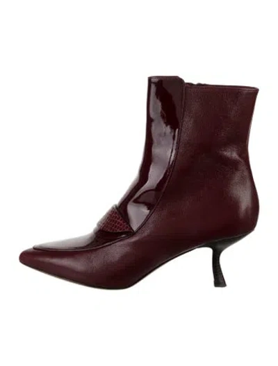 Pre-owned Tory Burch Leather Boots In Burgundy/red