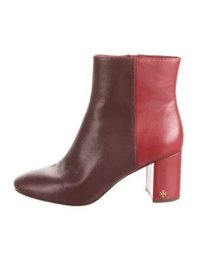 Pre-owned Tory Burch Leather Boots In Burgundy/red