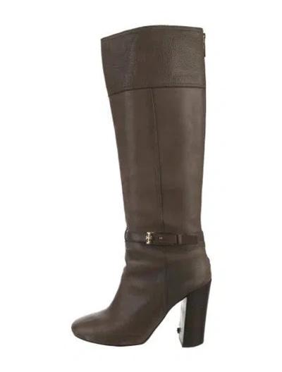 Pre-owned Tory Burch Leather Boots In Gray