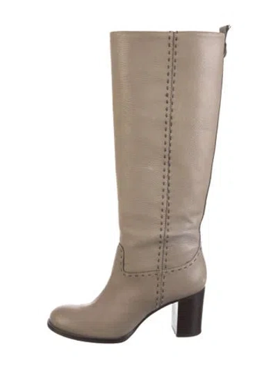 Pre-owned Tory Burch Leather Boots In Neutral