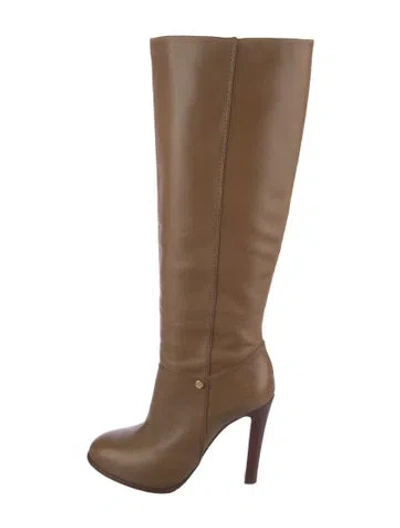 Pre-owned Tory Burch Leather Boots In Neutrals