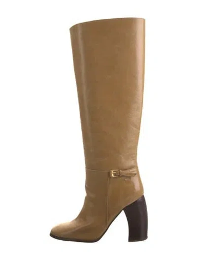 Pre-owned Tory Burch Leather Boots In Neutrals
